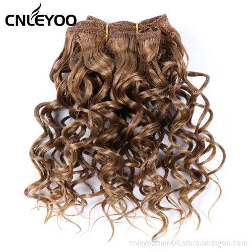 8 Inch Jerry Curl Braiding Hair Extension Light Brown 3 pieces Synthetic Curly hair bundle for Women